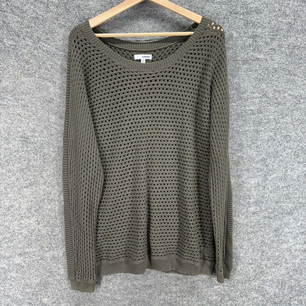 Sonoma Sweater Pullover Women XL Gray Knit Long Sleeve Round Neck Cotton Casual